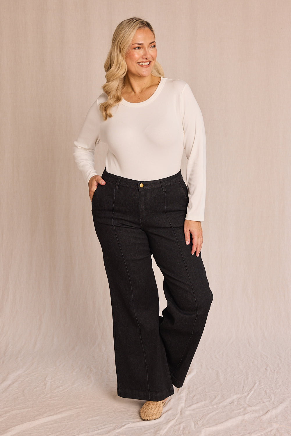 Adrift Denim Wide Leg Jeans in Black, Jean - Adrift Clothing