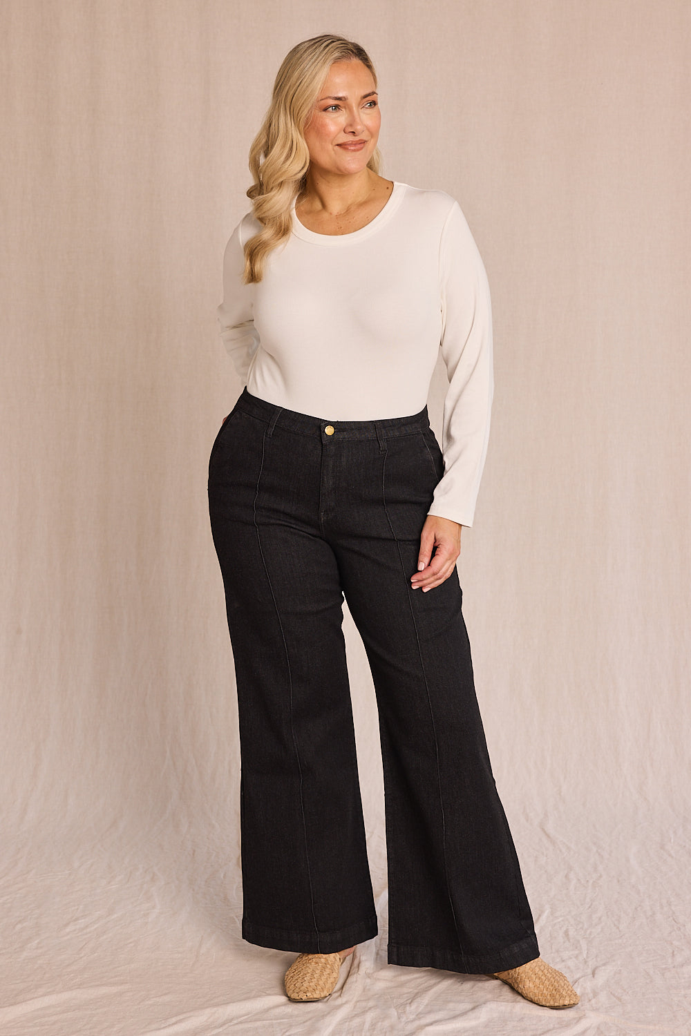 Adrift Denim Wide Leg Jeans in Black, Jean - Adrift Clothing