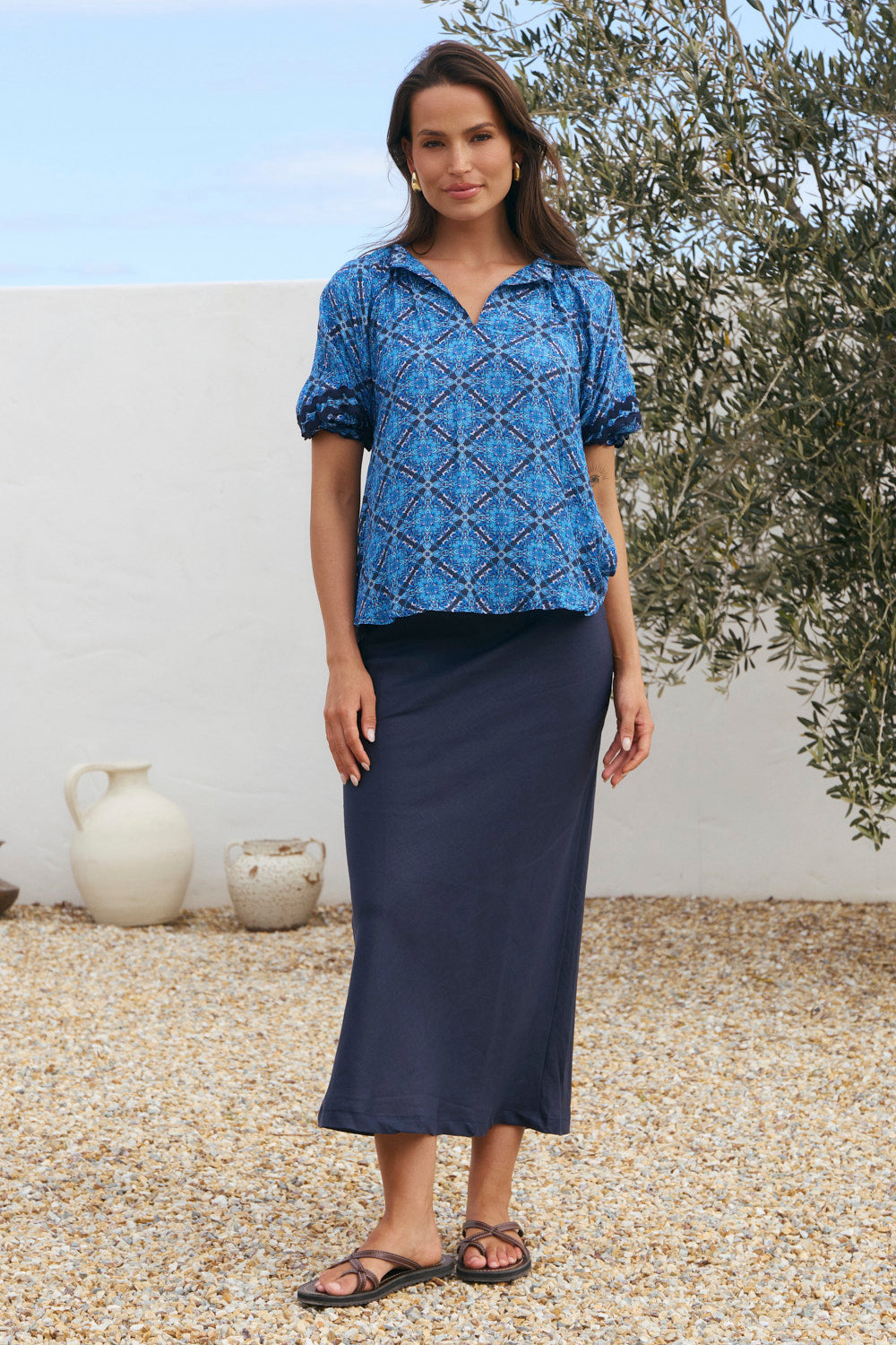 Robin Cotton Silk Blouse in Nomad Nights