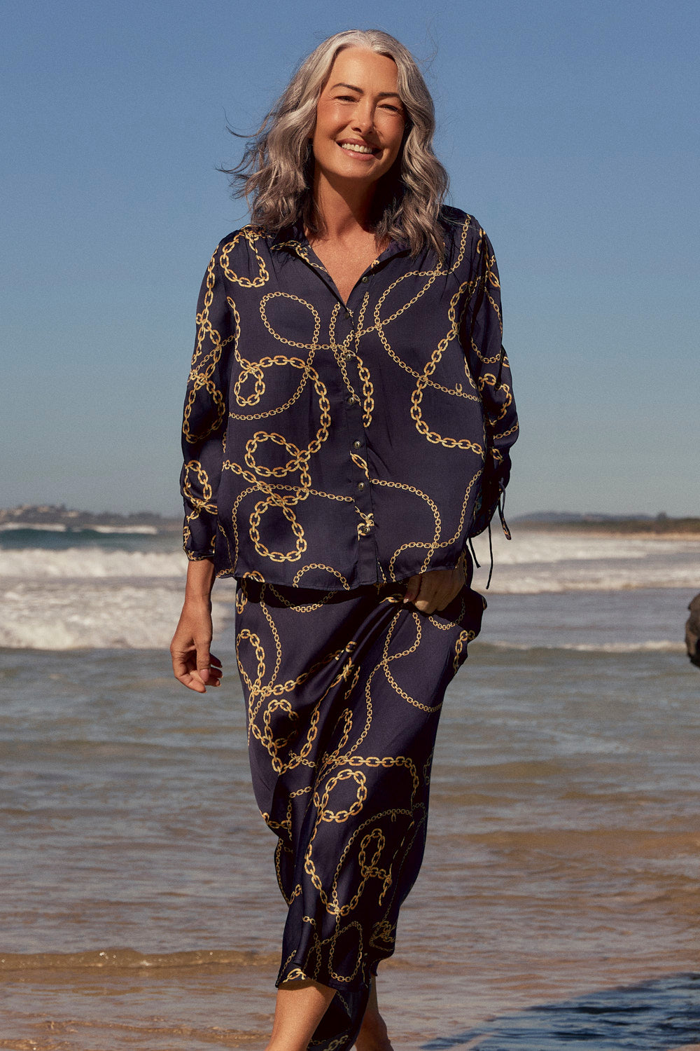 Romi High Neck Shirt in Meridian