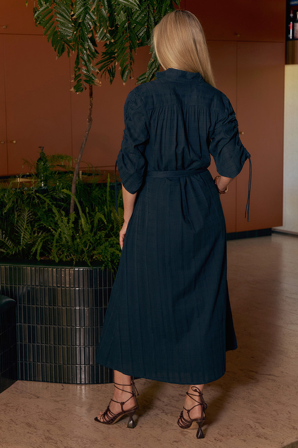 Romi Maxi Dress in Navy Dobby