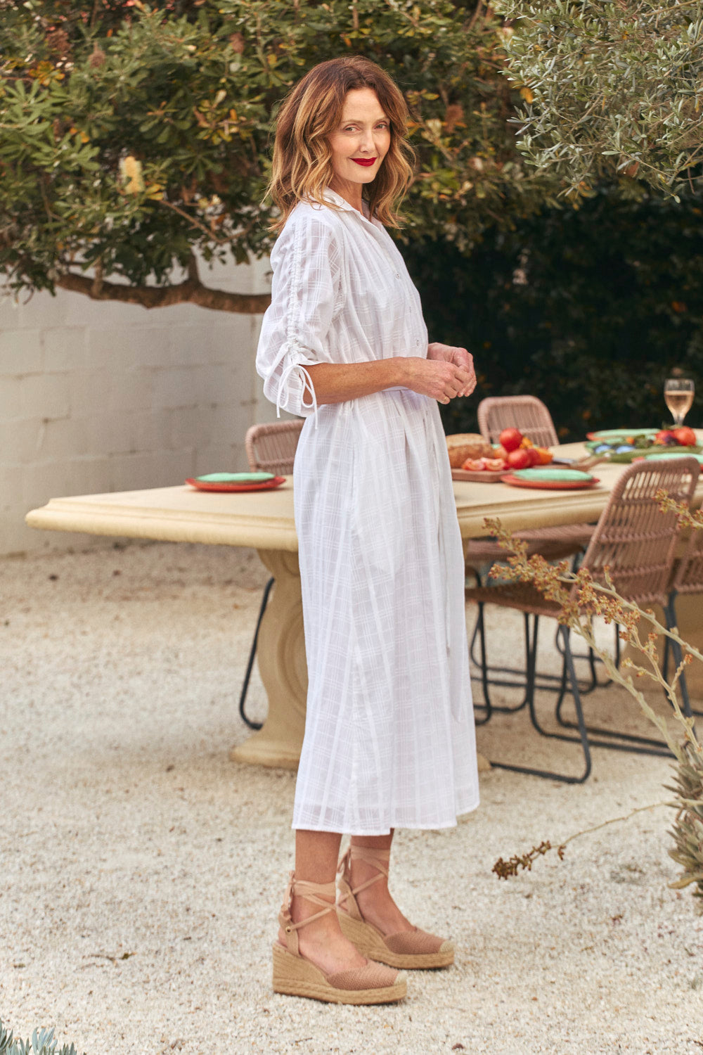 Romi Maxi Dress in White Dobby