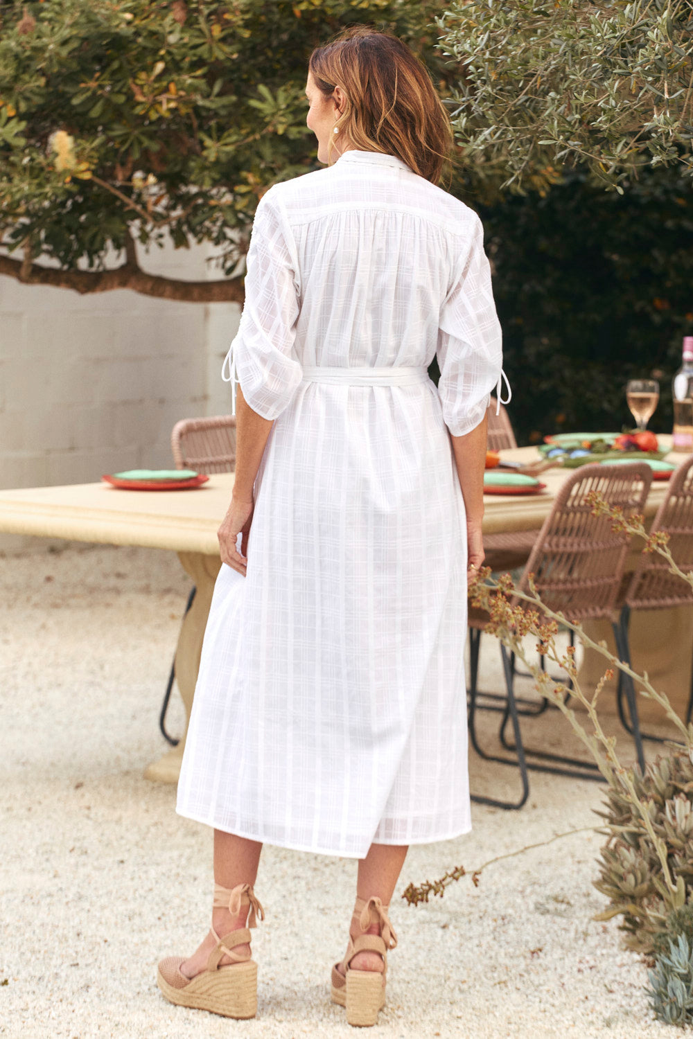 Romi Maxi Dress in White Dobby