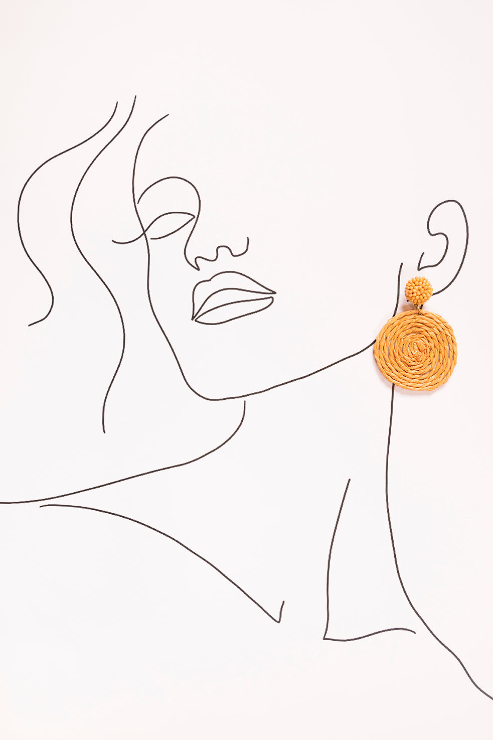 Round Beaded and Woven Earrings in Tangerine