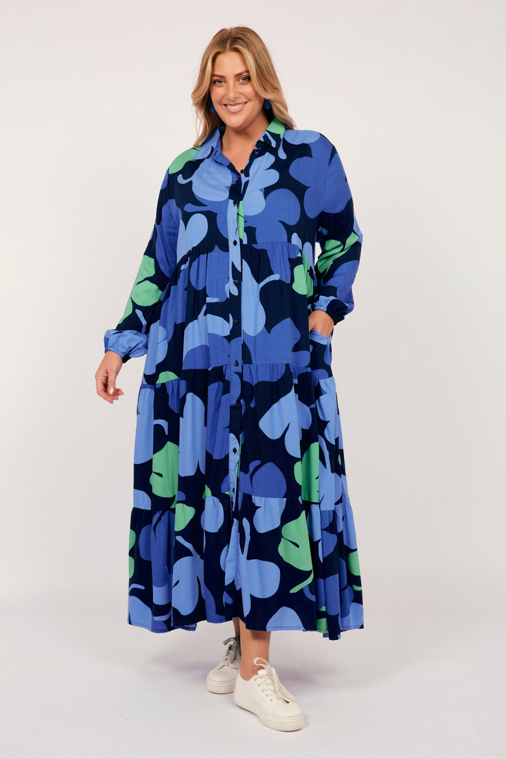 Sabre Button Through Dress in Wintergarden