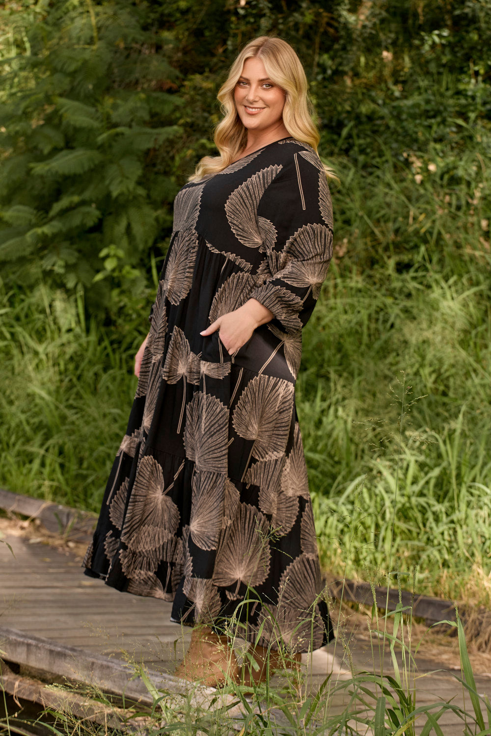 Sabre Long Sleeve Dress in Winter Solstice