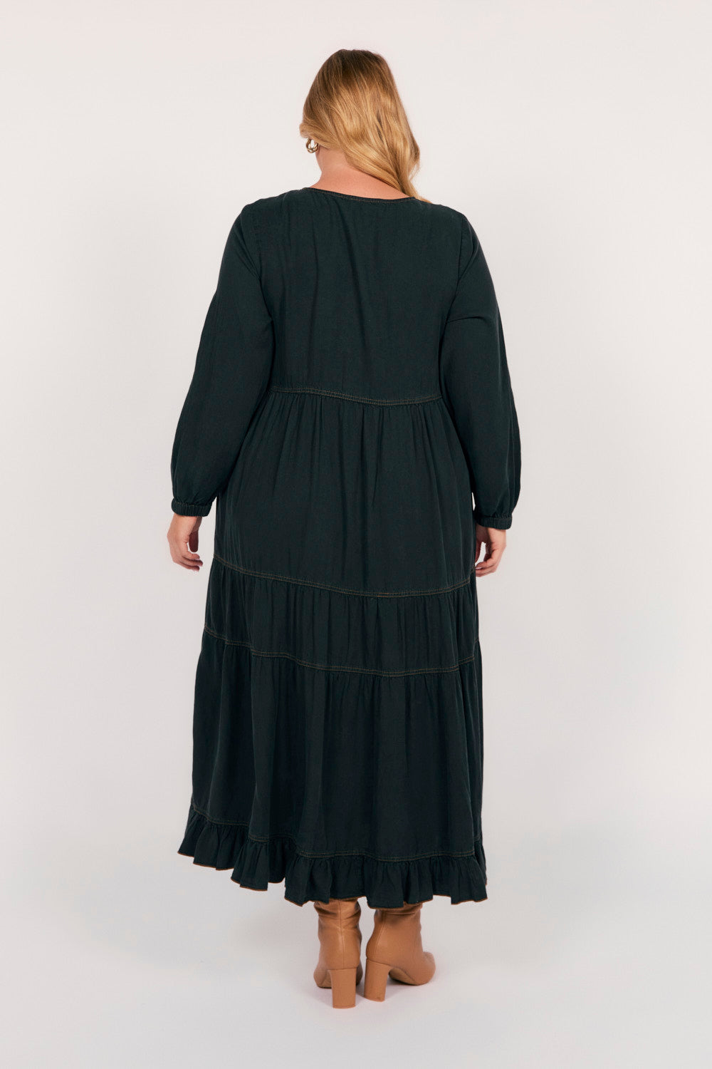 Sabre Tencel Maxi Dress in Black