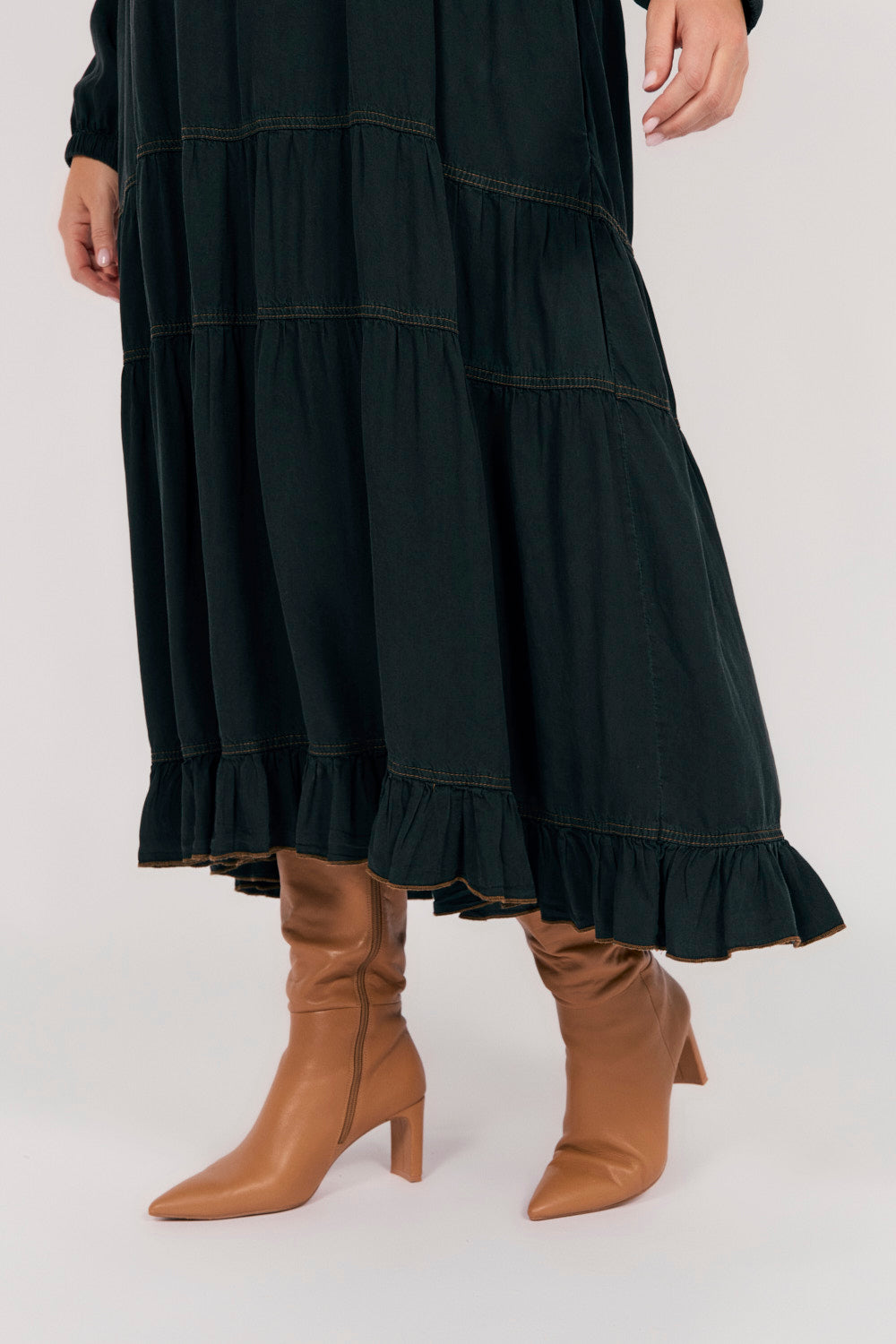 Sabre Tencel Maxi Dress in Black