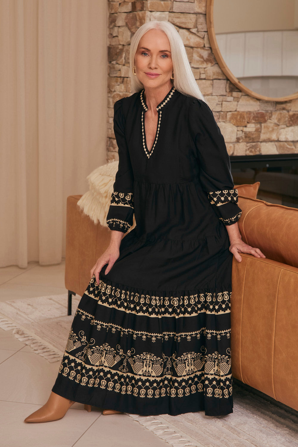 Sabre V-Neck Dress in Baroque
