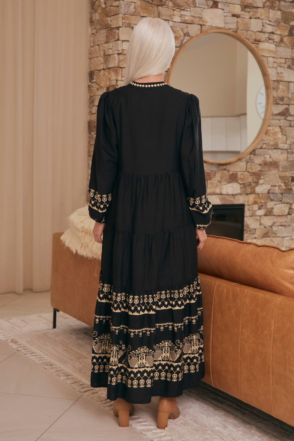 Sabre V-Neck Dress in Baroque