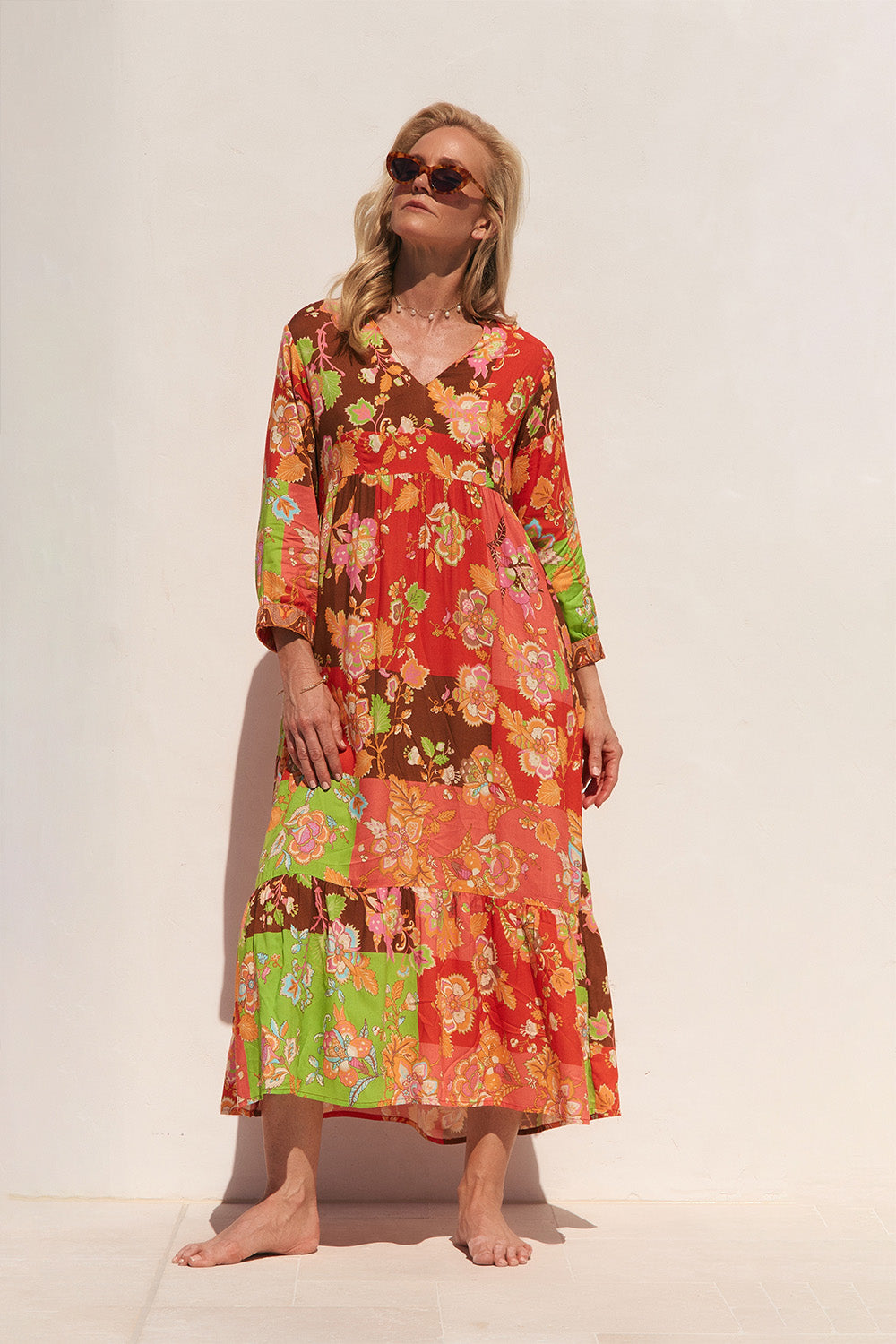 Sabre V-Neck Dress in Petra