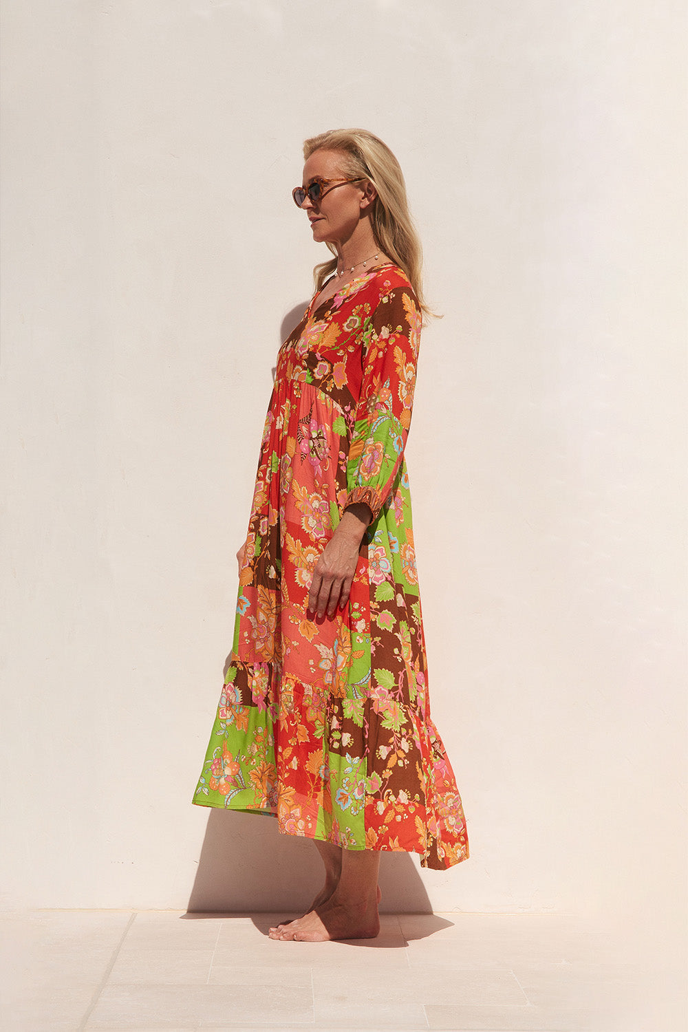 Sabre V-Neck Dress in Petra