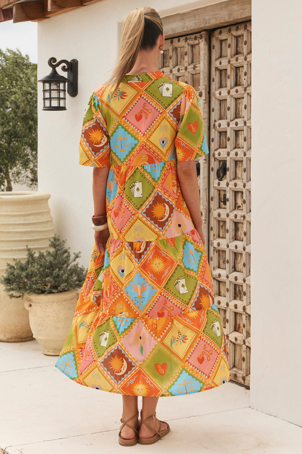 Sabre V-Neck Dress in Sunset Club