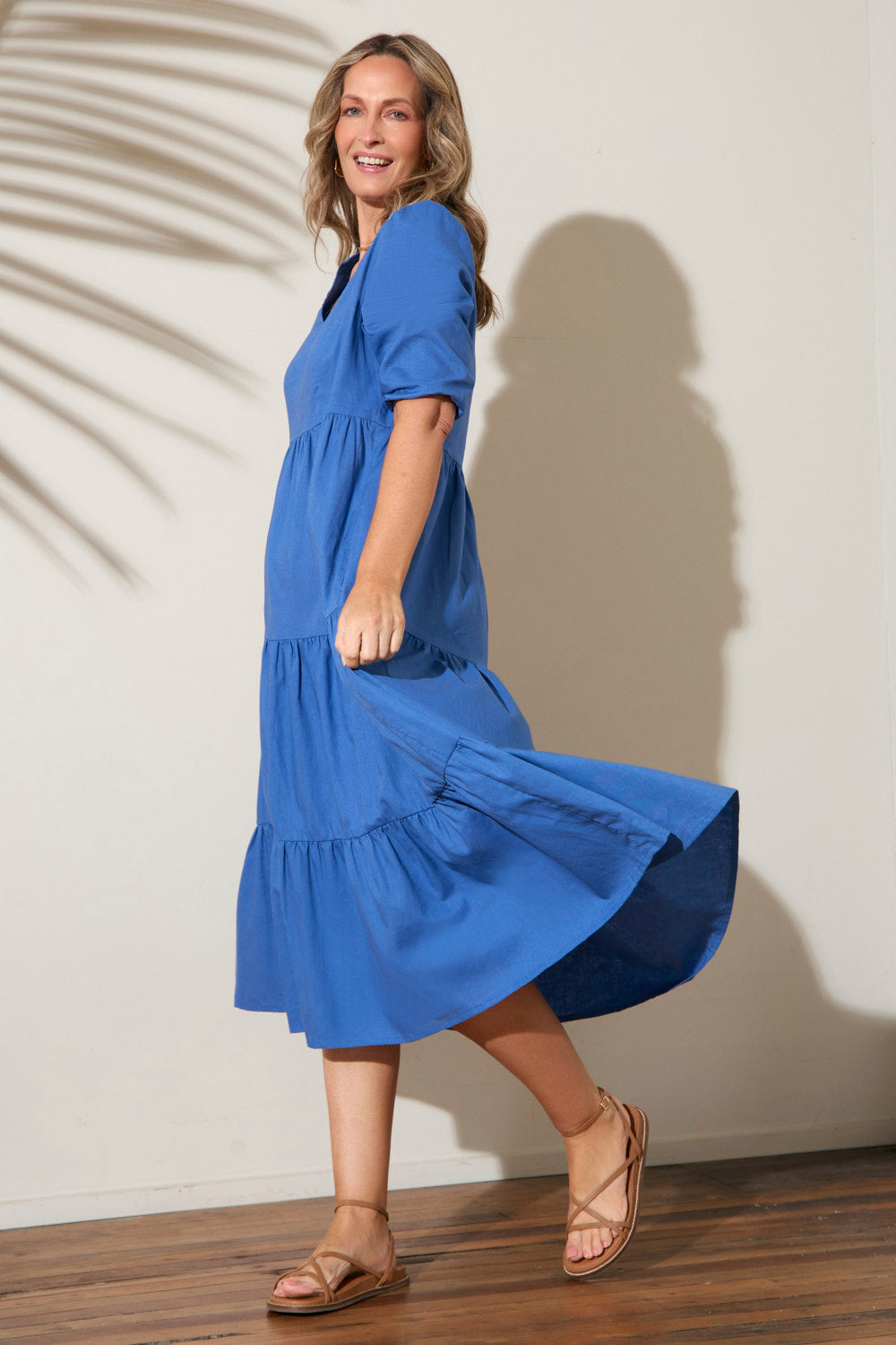 Sabre V-Neck Dress in Yale Blue