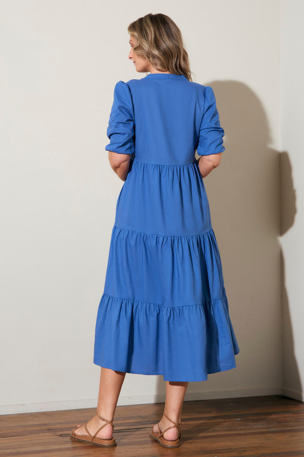 Sabre V-Neck Dress in Yale Blue