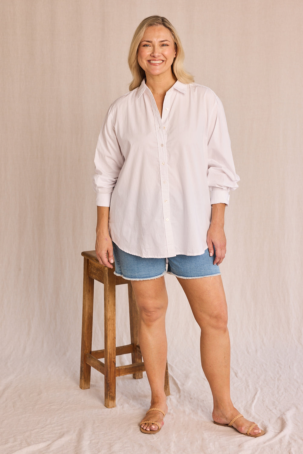 Sam Cotton Poplin Shirt in White, Blouse - Adrift Clothing