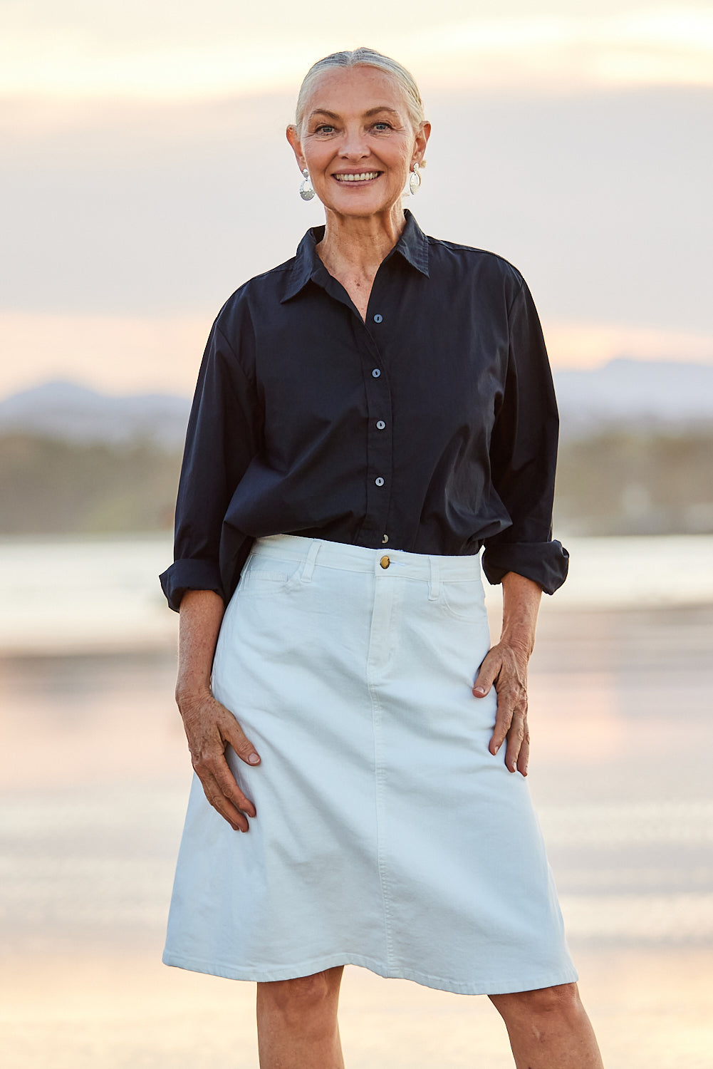 Sam Cotton Poplin Shirt in Black, Blouse - Adrift Clothing