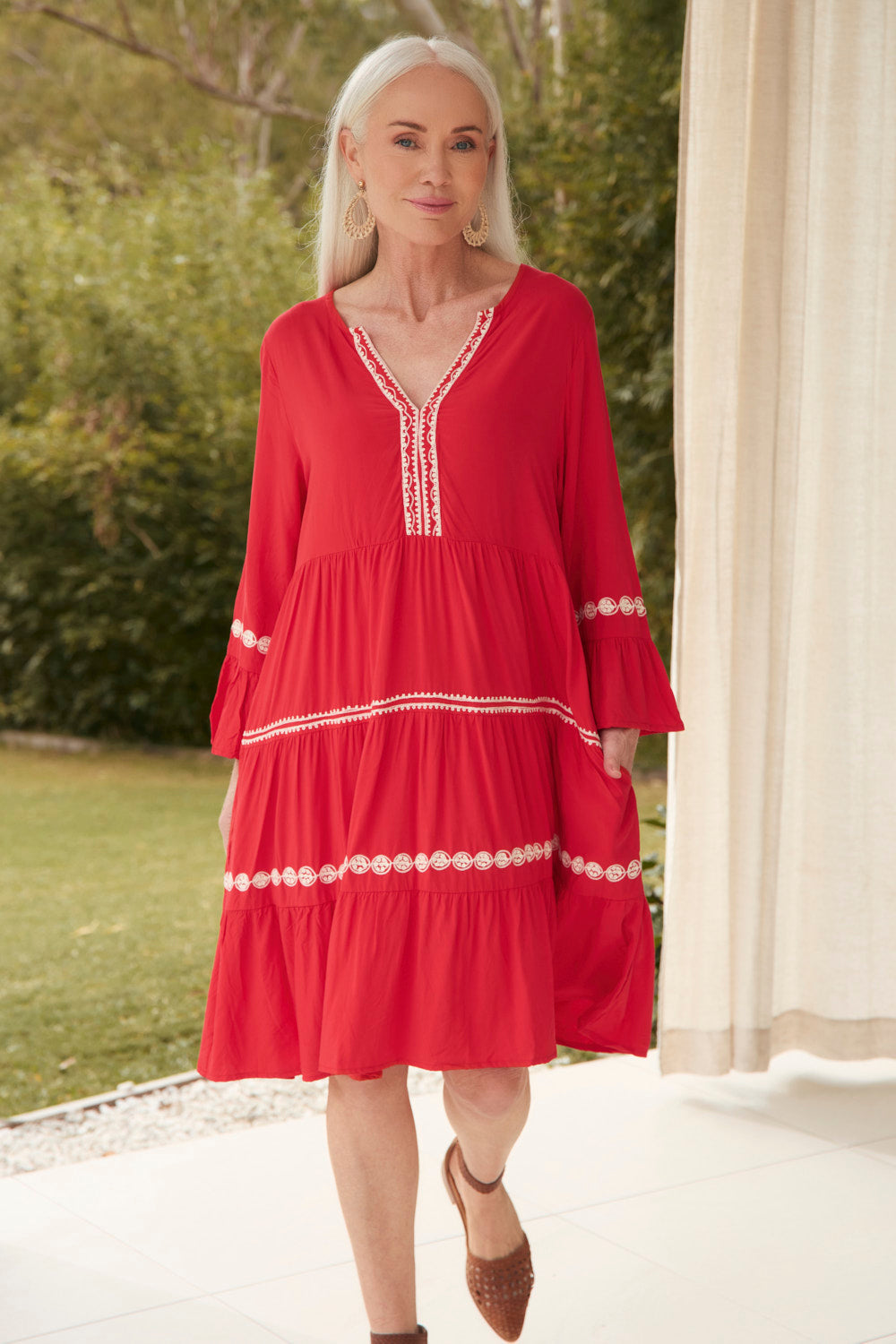 Scout Bell Sleeve Dress in Old Lace