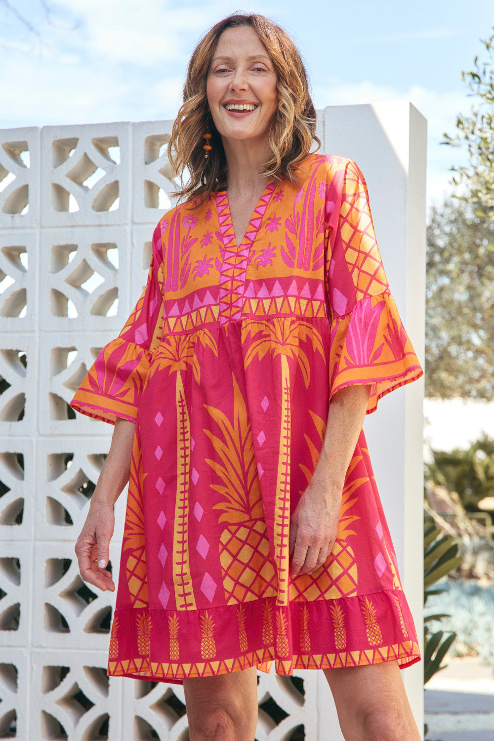 Scout Bell Sleeve Dress in Tangerina