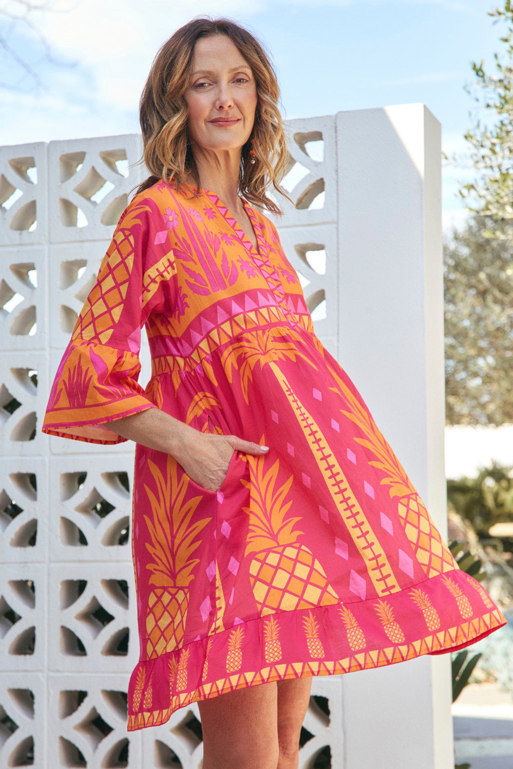 Scout Bell Sleeve Dress in Tangerina