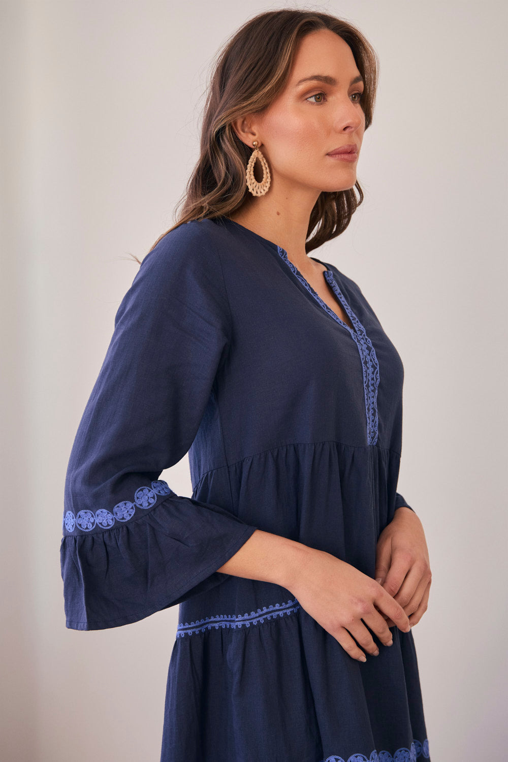 Scout Tiered Dress in Navy Old Lace