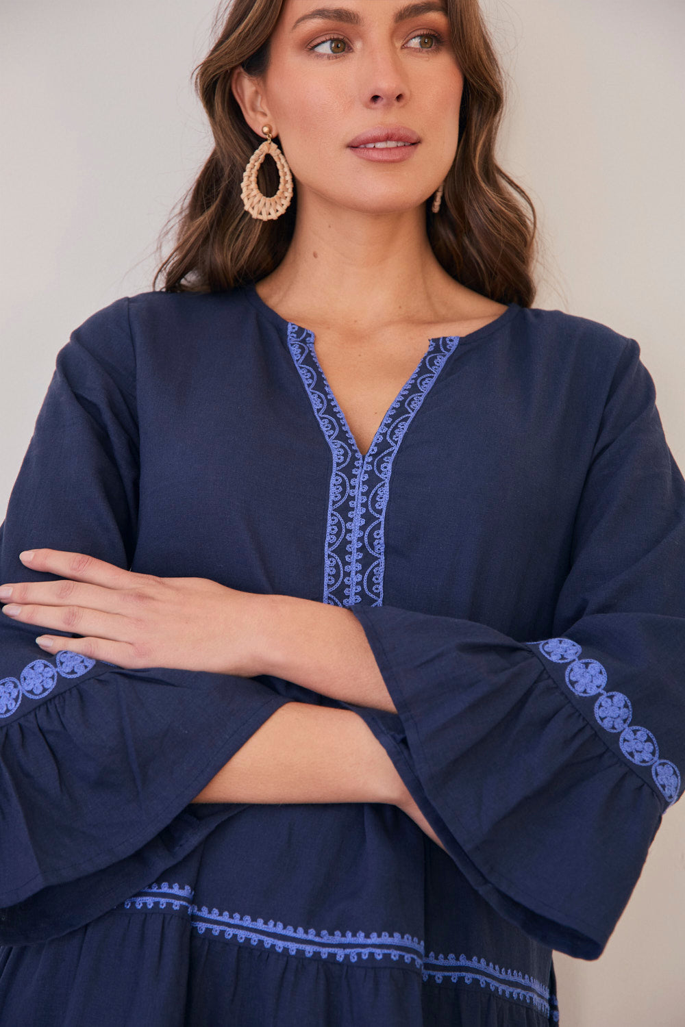 Scout Tiered Dress in Navy Old Lace