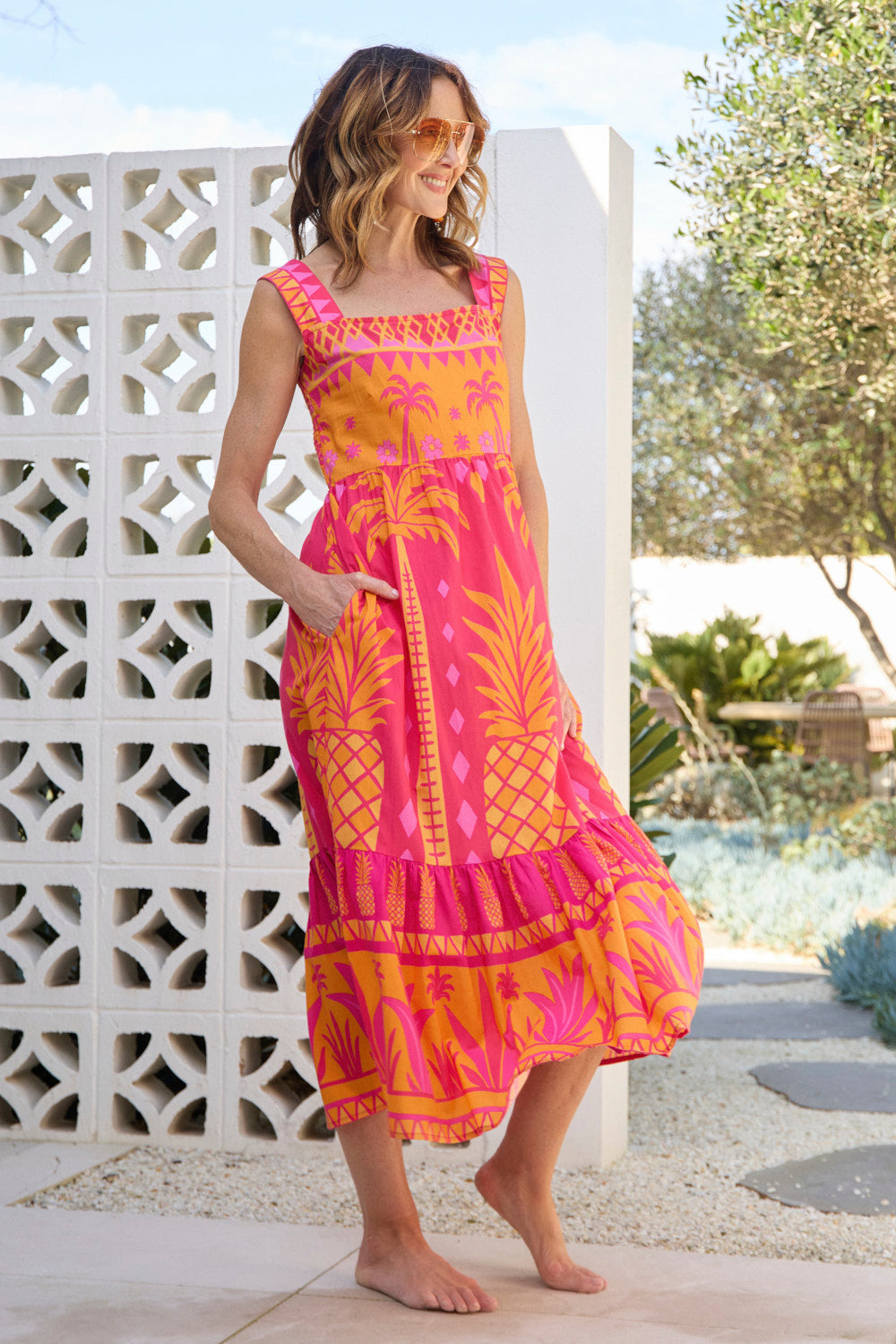 Solene Sun Dress in Tangerina