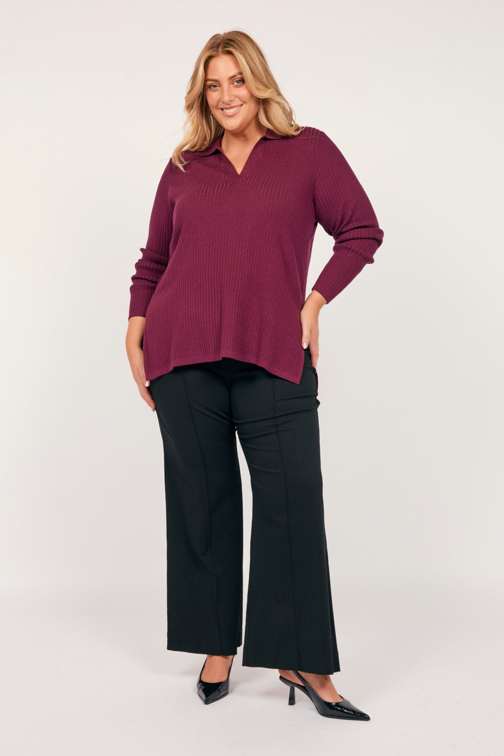 Stretch Wide Leg Pant in Black
