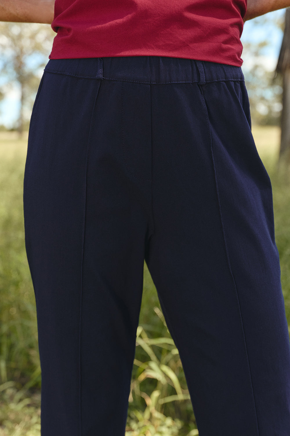 Stretch Wide Leg Pant in Navy
