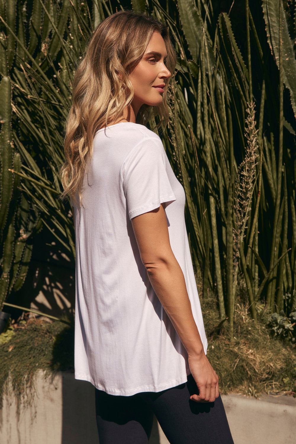 Swing Tee in White, perfect for summer dressing and winter layering, Australian womenswear by Adrift