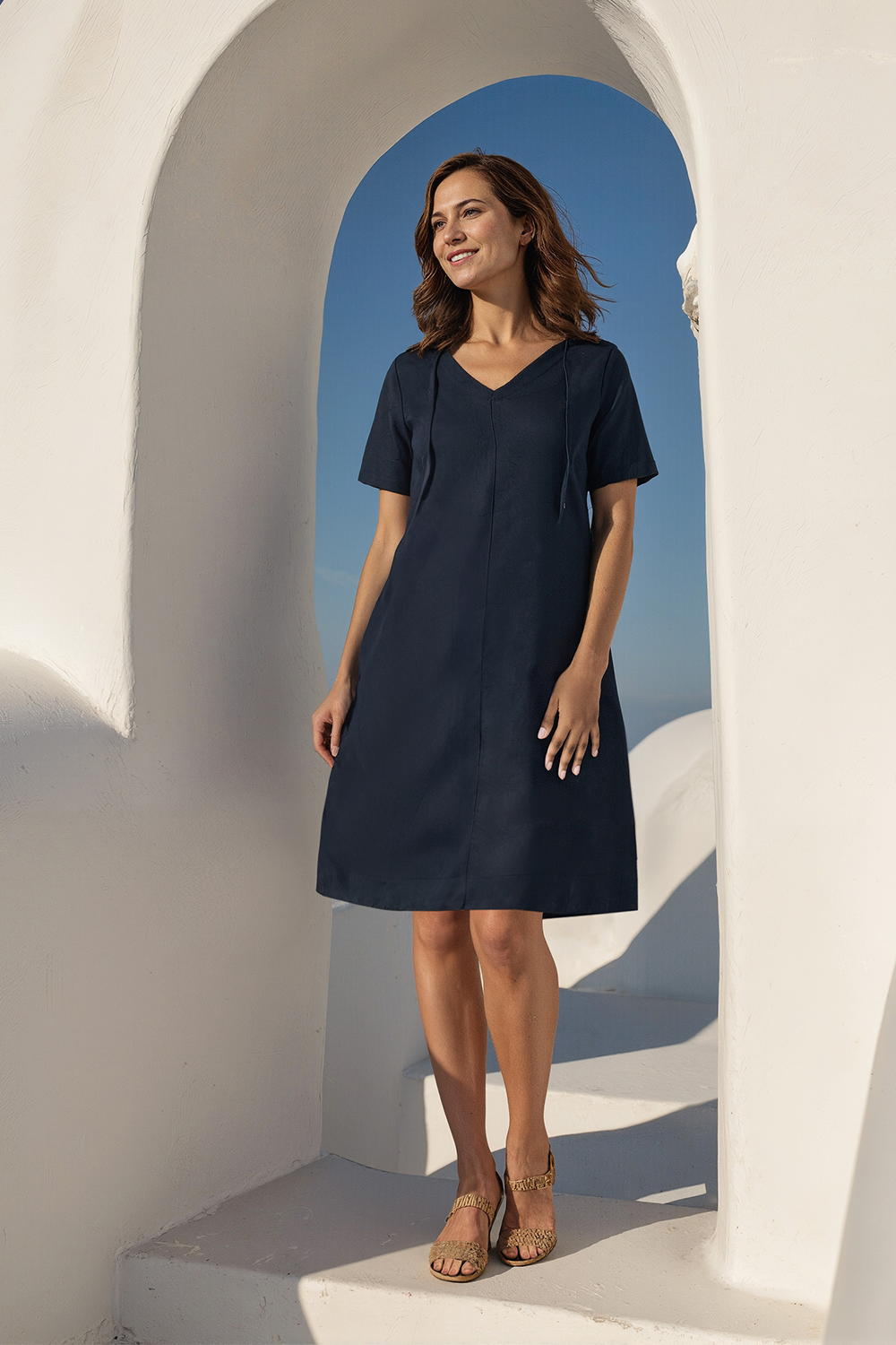 Tilly Linen 2-Way Tunic Dress in Navy