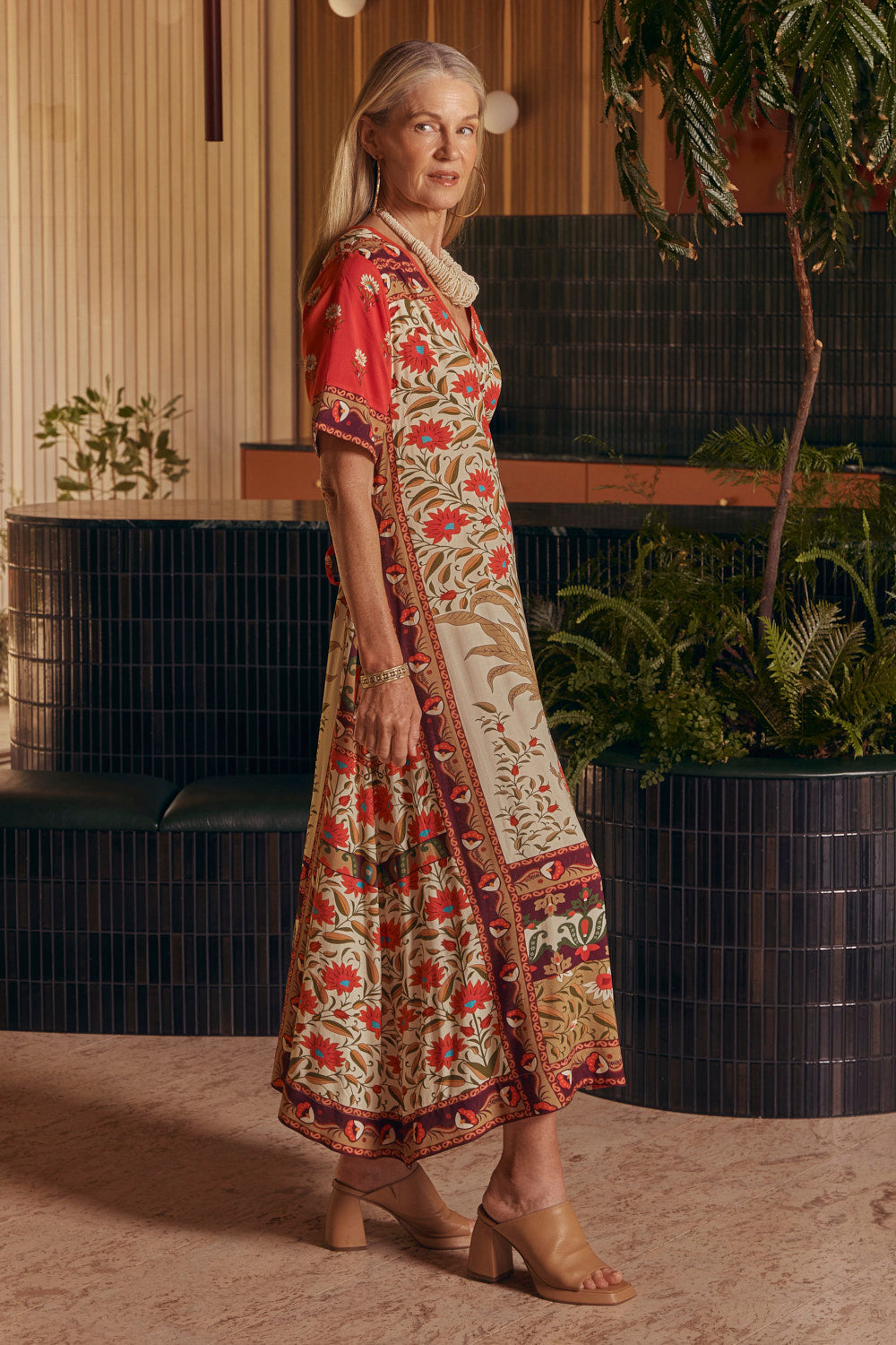 Tamara V-Neck Dress in Palladio