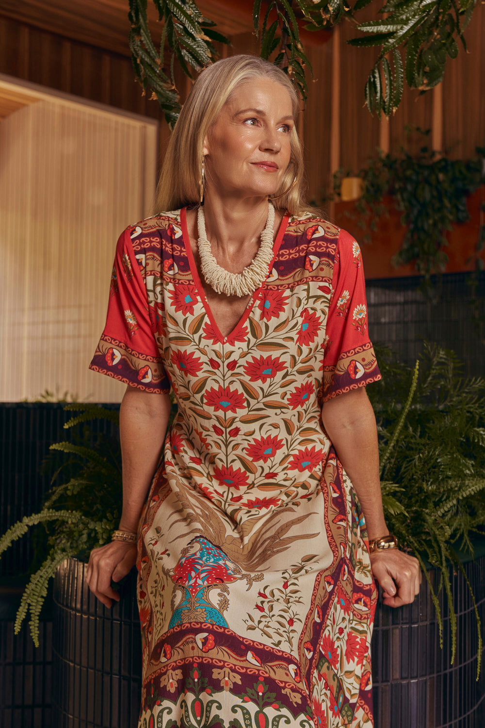 Tamara V-Neck Dress in Palladio