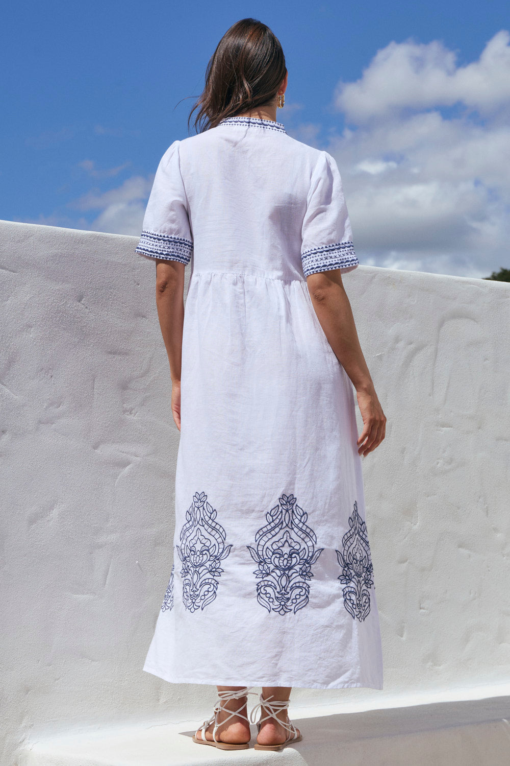 Tanya Embroidered Dress in White