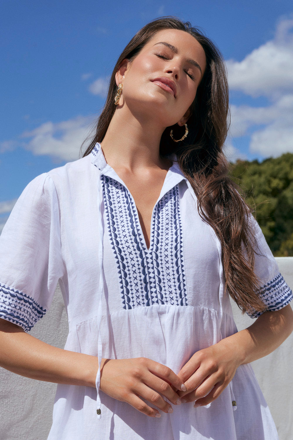 Tanya Embroidered Dress in White