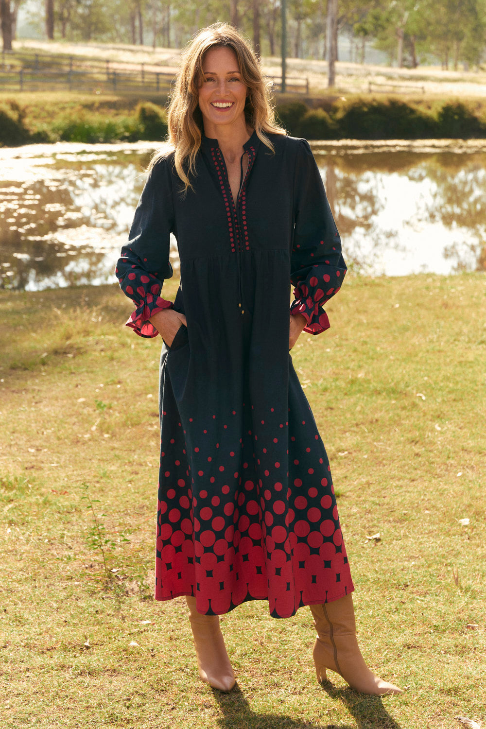 Tanya Gathered Dress in Ombre Orbit