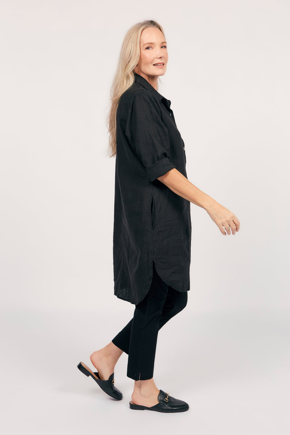 Tess Tunic Shirt Dress in Onyx