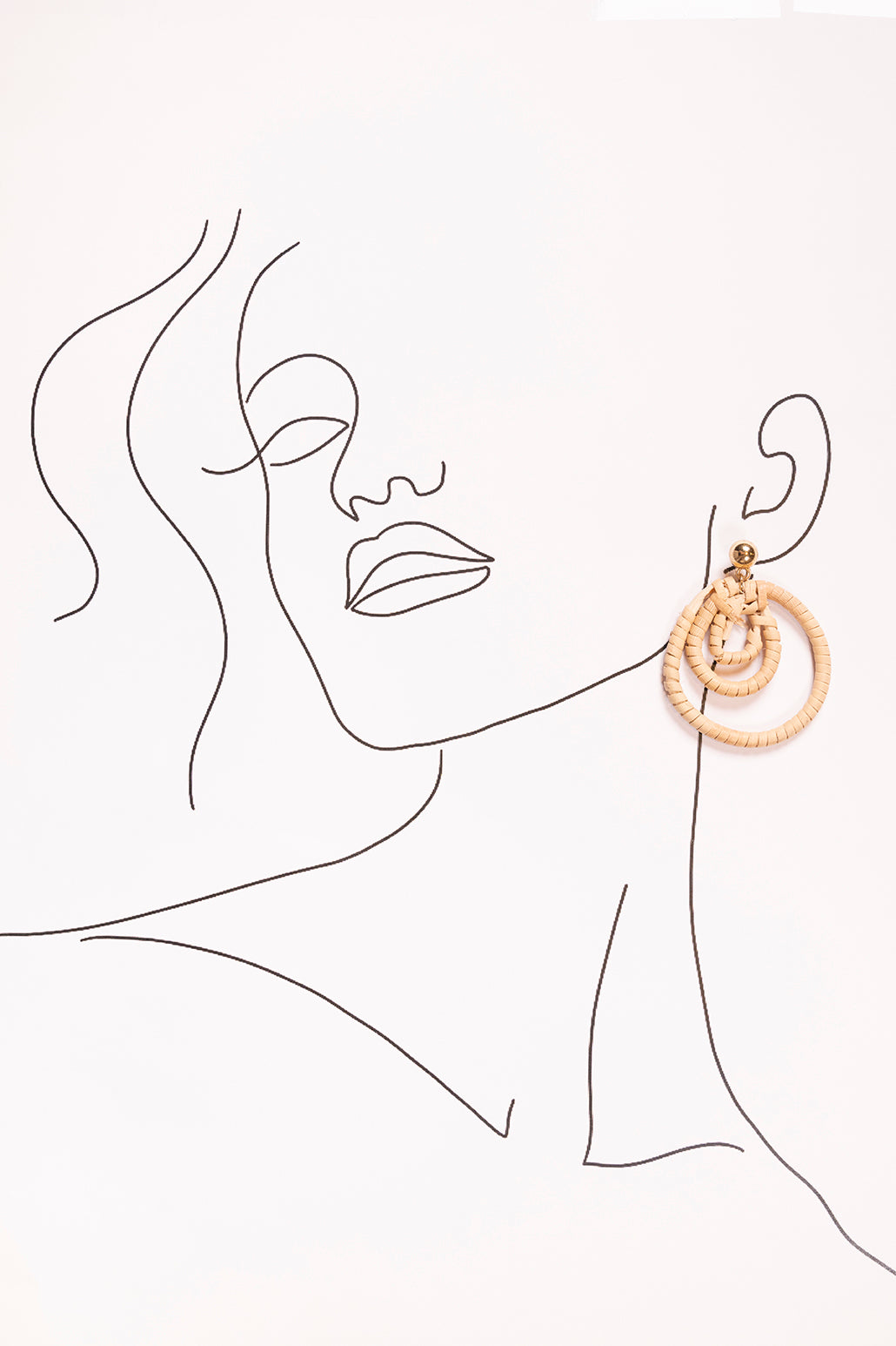 Three Hoop Drop Earrings in Natural
