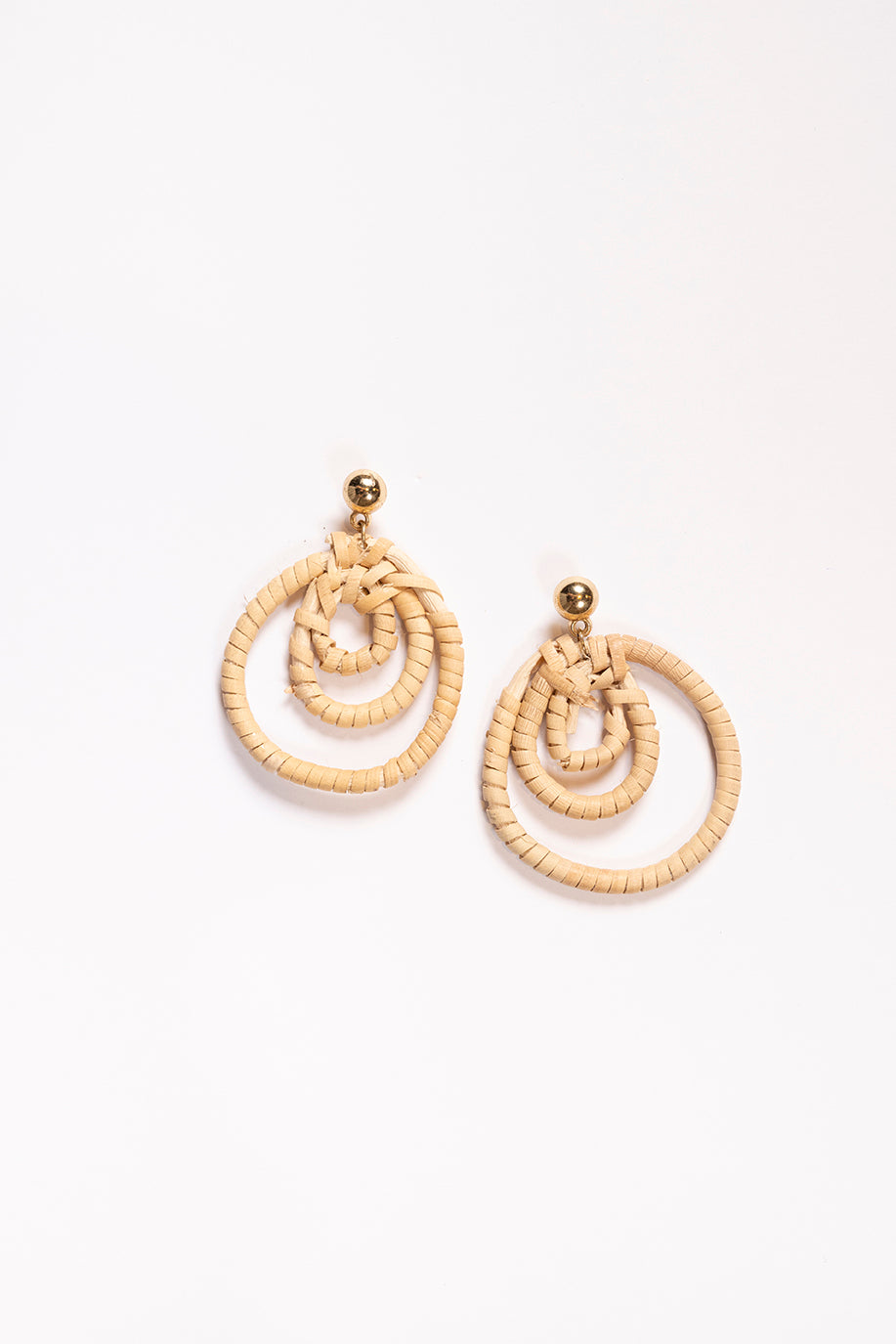 Three Hoop Drop Earrings in Natural