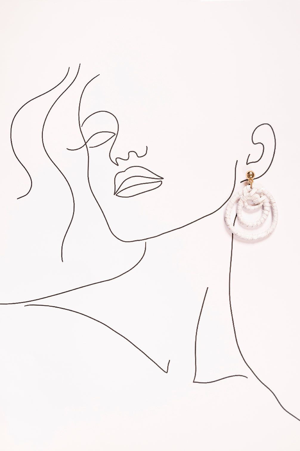 Three Hoop Drop Earrings in White