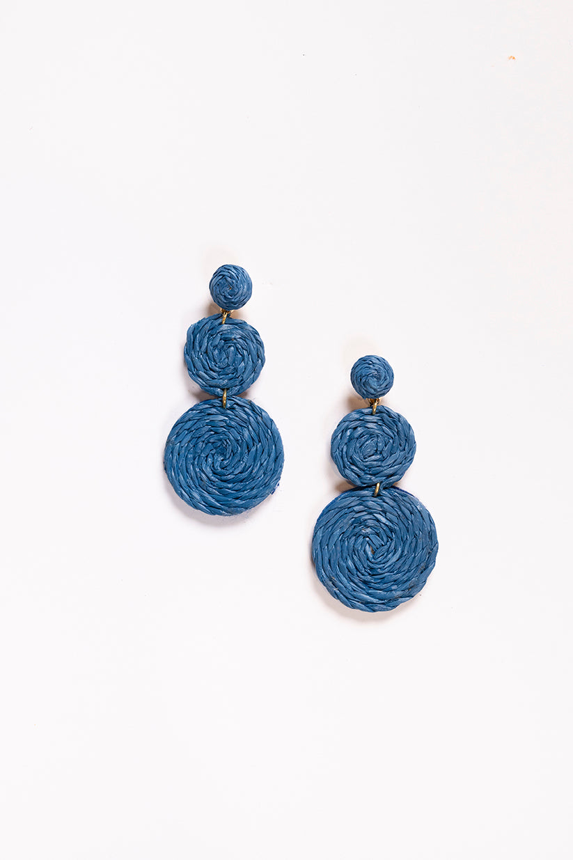 Woven Drop Earrings in Cobalt