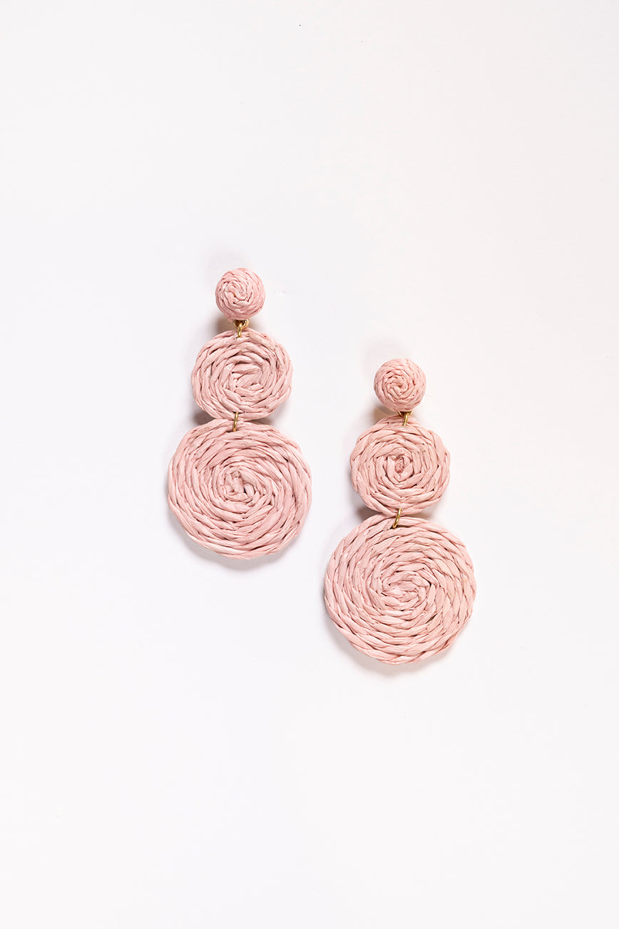Woven Drop Earrings in Light Pink