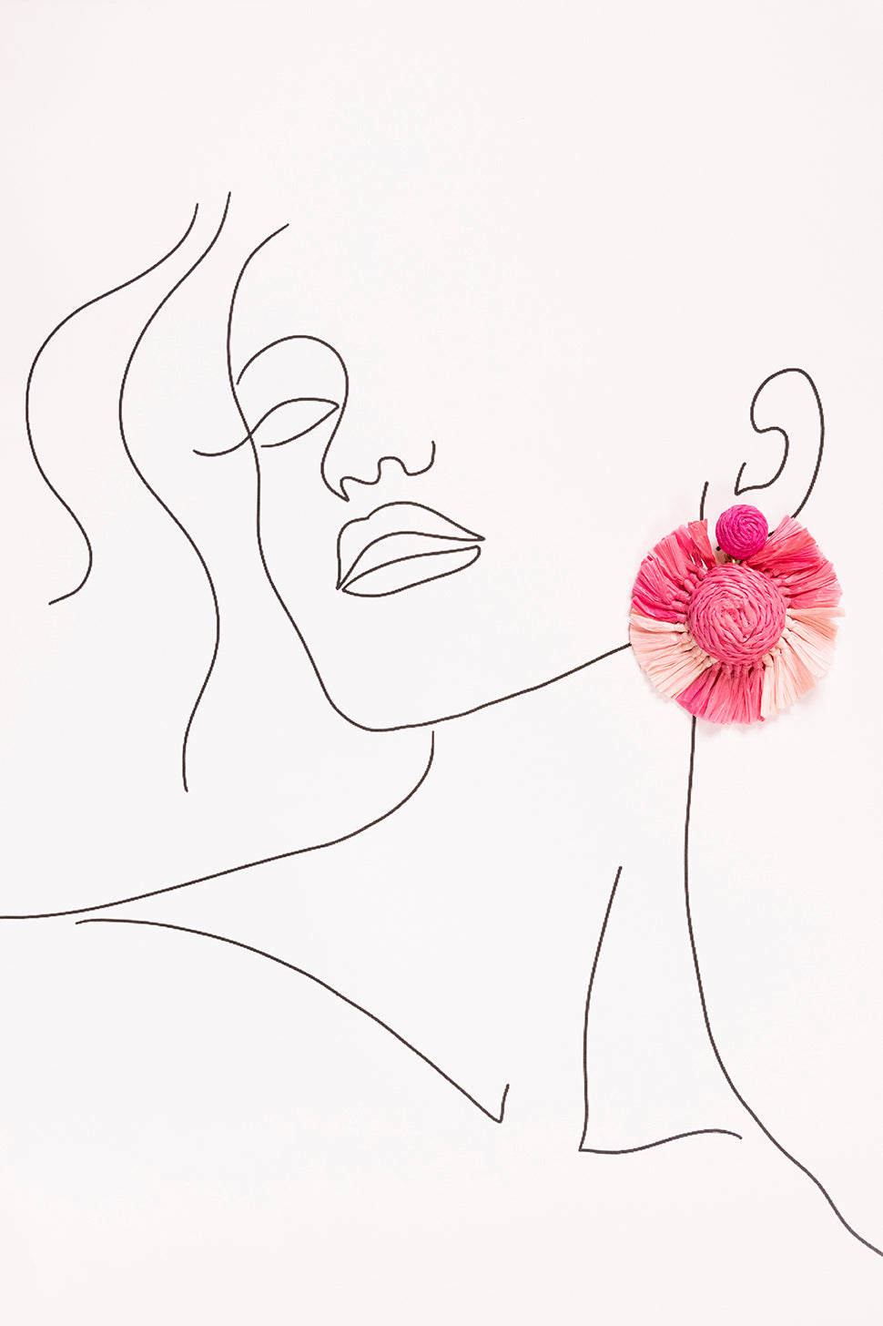 Woven Fringe Earrings in Light Pink and Hot Pink