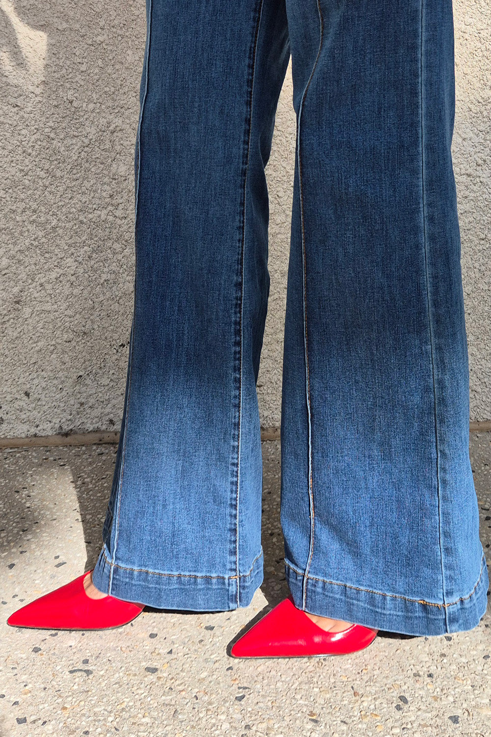 Adrift Denim Wide Leg Jeans in Mid Wash featuring front and back pockets, Adrift Clothing