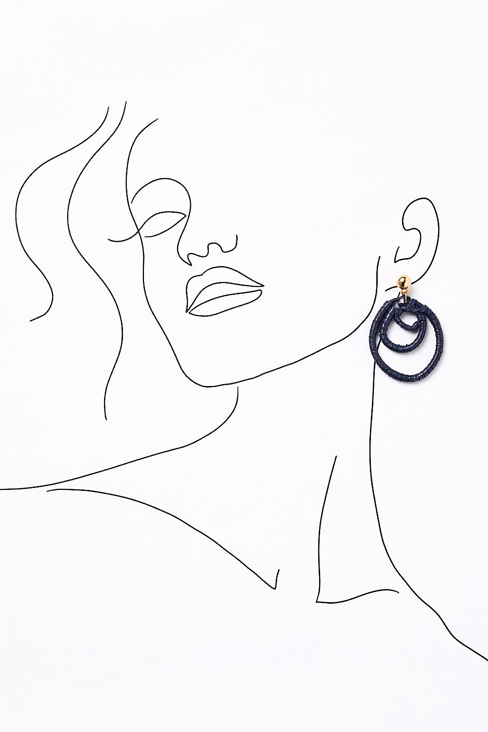 Three Hoop Drop Earrings in Navy