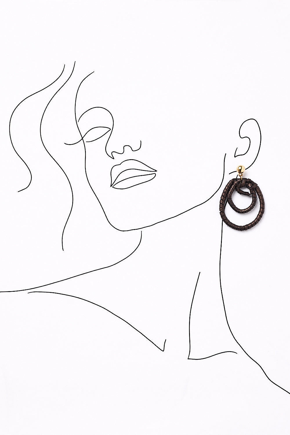 Three Hoop Drop Earrings in Coal