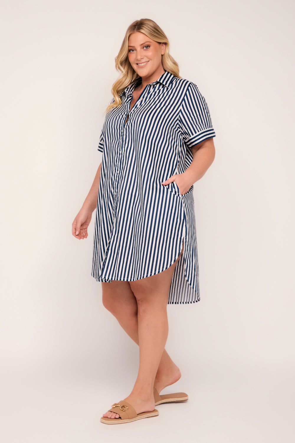 Abbey Resort Shirt Dress in Poolside