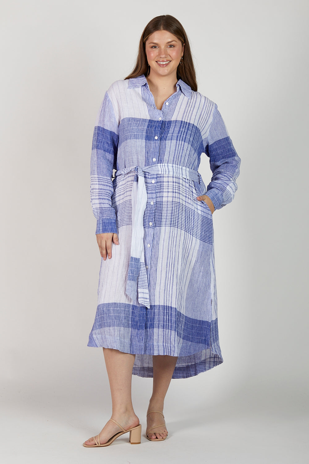 Abbey Linen Shirt Dress in Saori