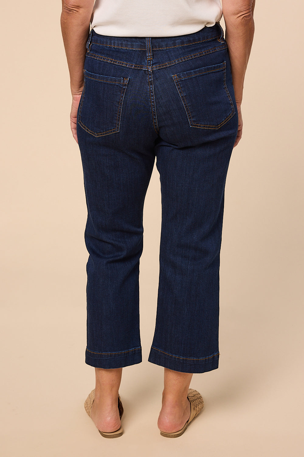 Adrift Denim Cropped Straight Leg Jeans in Dark Wash