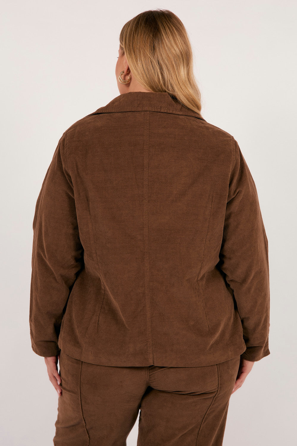 Adrift Relaxed Brushed Cotton Blazer in Chocolate
